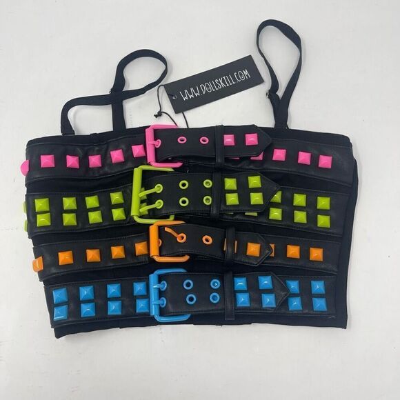 Dolls Kill Multicolor Current Mood Damage Control Buckle Tank Top Size 2XS NWT - Picture 1 of 8